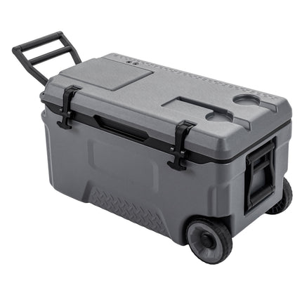 53 Quart Rolling Cooler with Fish Ruler, Gray