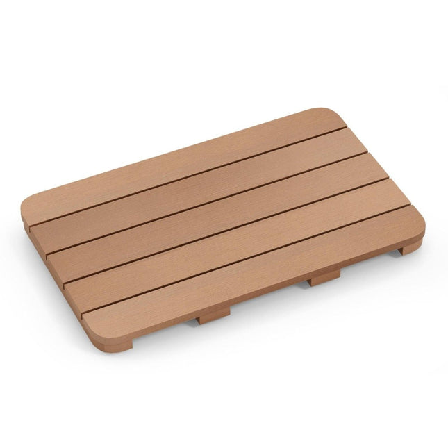 Toiletmat 55 x 34 cm van Hips hout design badmat tot 150 kg draagvermogen bruine badmat corrosiebestendig roestvrij duurzaam