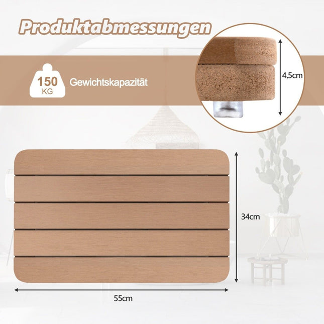 Toiletmat 55 x 34 cm van Hips hout design badmat tot 150 kg draagvermogen bruine badmat corrosiebestendig roestvrij duurzaam