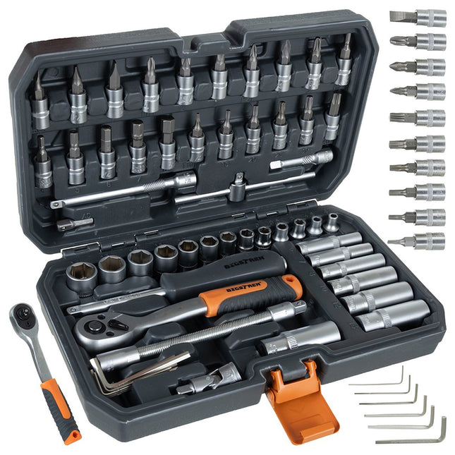 56-Piece Tool Set with 1/4" Socket Wrenches, Case