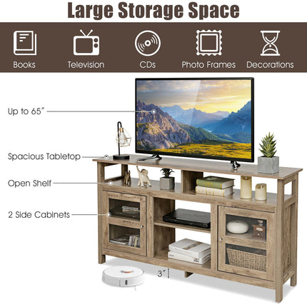 58-Inch TV Stand, 2 Cabinets, Fits Up to 65-Inch TV