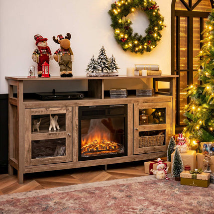 58-Inch TV Stand, 2 Cabinets, Fits Up to 65-Inch TV