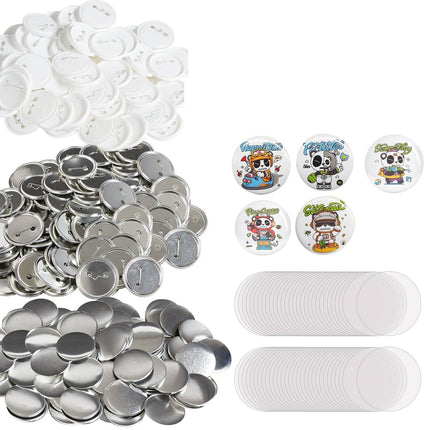 58mm Pin Back Button Parts, 500 Sets, Metal Covers