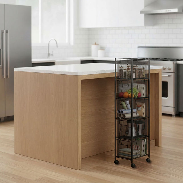 5-Drawer Storage Cart – Slim Rolling Organizer With Casters