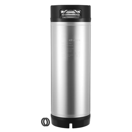 5 Gallon Ball Lock Corny Keg, 304 Stainless Steel, Handles, Rubber Base