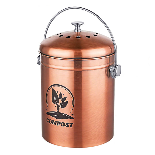 5L Copper Stainless Steel Compost Bin with Odour Filter