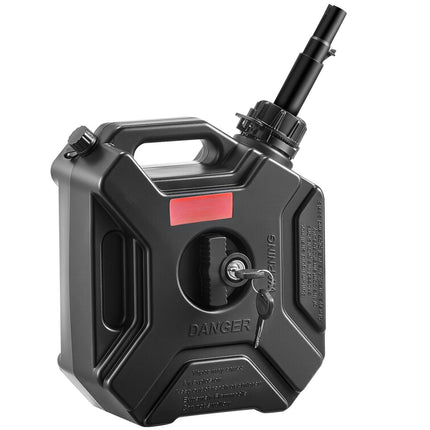 5L Gas Can with Spout and Lockable Bracket, Black