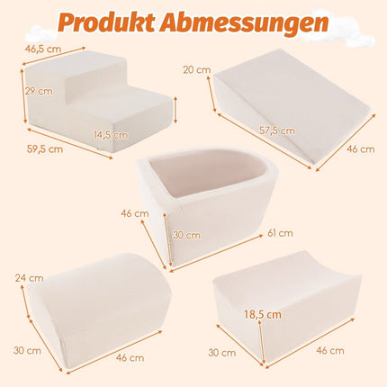 5 PCS. Foam building blocks, giant building blocks with ball pit, large building blocks for running around, beige