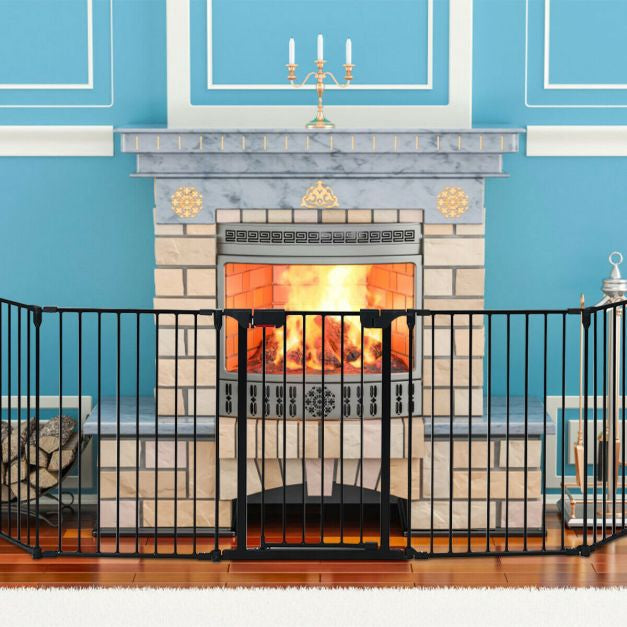 5-Panel Steel Baby Safety Gate, Playpen and Fireplace Barrier
