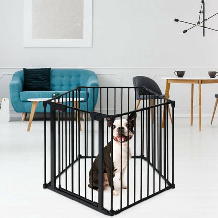 5-Panel Steel Baby Safety Gate, Playpen and Fireplace Barrier