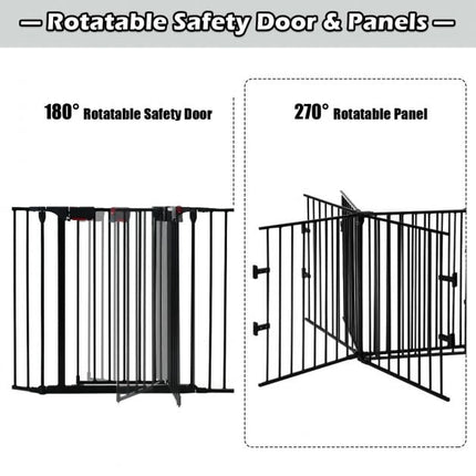 5-Panel Steel Baby Safety Gate, Playpen and Fireplace Barrier