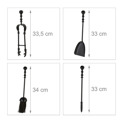 5-Piece Black Metal Fireplace Tool Set