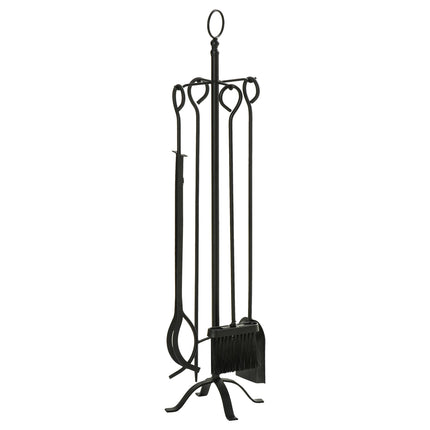 5 Piece Black Wrought Iron Stove Tool Set
