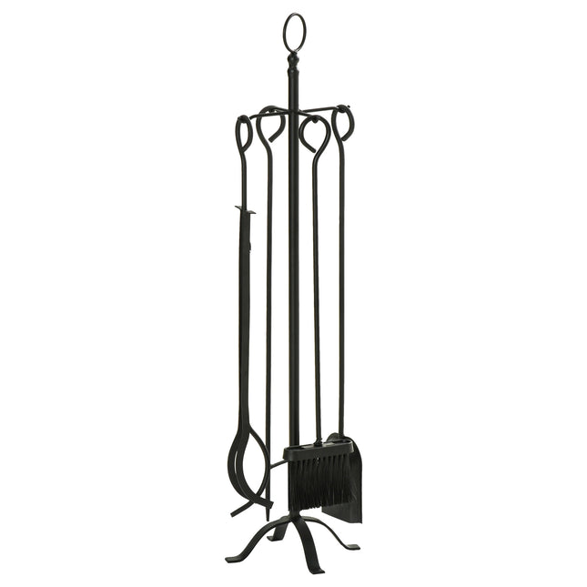 5 Piece Black Wrought Iron Stove Tool Set