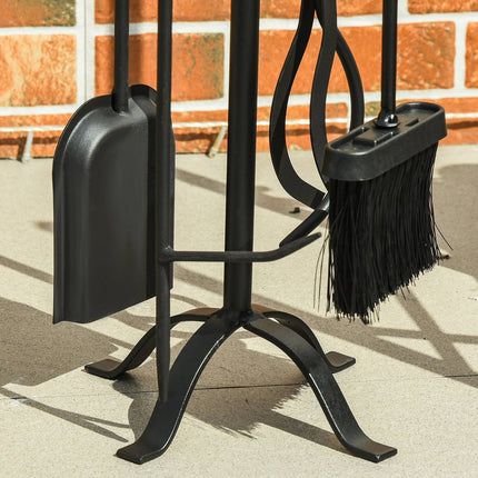 5 Piece Black Wrought Iron Stove Tool Set