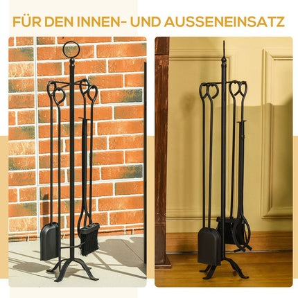 5 Piece Black Wrought Iron Stove Tool Set