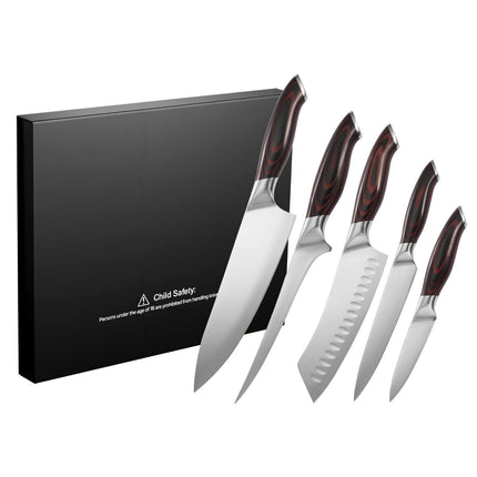5-Piece Kitchen Knife Set – Damascus Steel, Pakkawood
