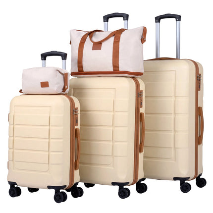5-Piece Luggage Set, TSA Lock, Spinner Wheels, Beige