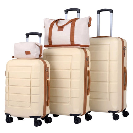 5-Piece Luggage Set, TSA Lock, Spinner Wheels, Beige