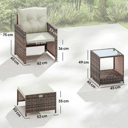 5-Piece Outdoor Balcony Furniture Set with Cushions