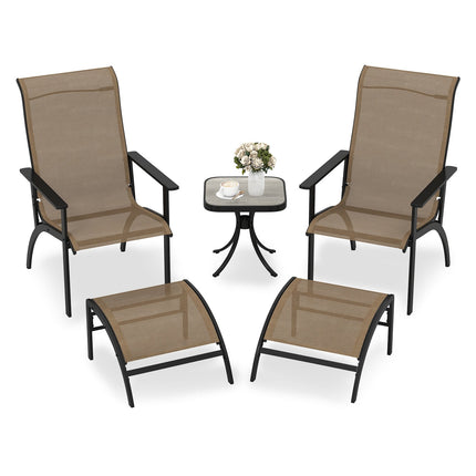 5-Piece Outdoor Balcony Set with Chairs, Ottomans & Table