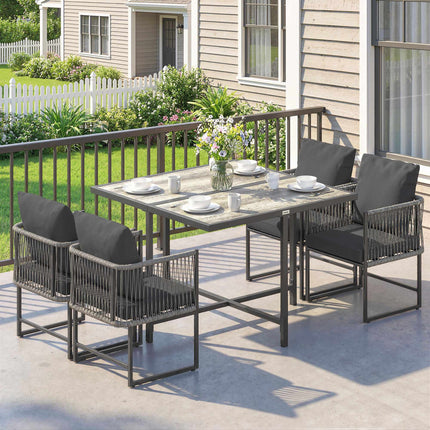 5-Piece Outdoor Patio Set with Cushions, Black and Gray