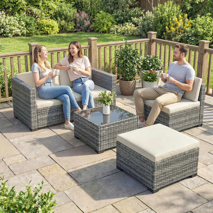 5-Piece Patio Furniture Set, Steel Frame, PE Rattan