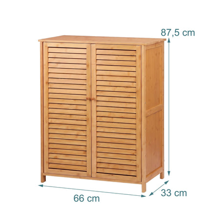 5-Shelf Bamboo Shoe Cabinet with Louvred Doors