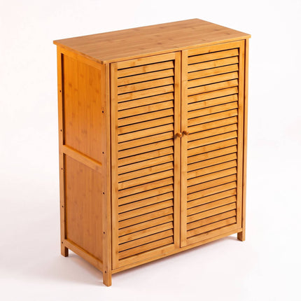 5-Shelf Bamboo Shoe Cabinet with Louvred Doors