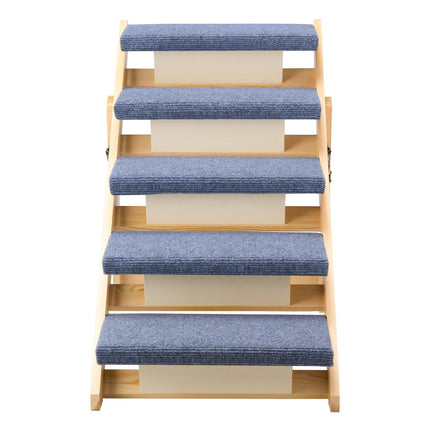 5-Step Foldable Wooden Dog Stairs, 150 lb Capacity