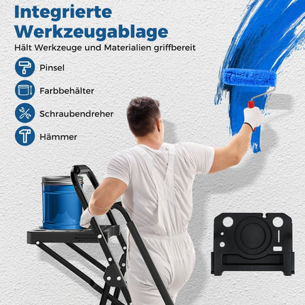 5-Step Folding Ladder with Tool Tray, 150 kg Capacity