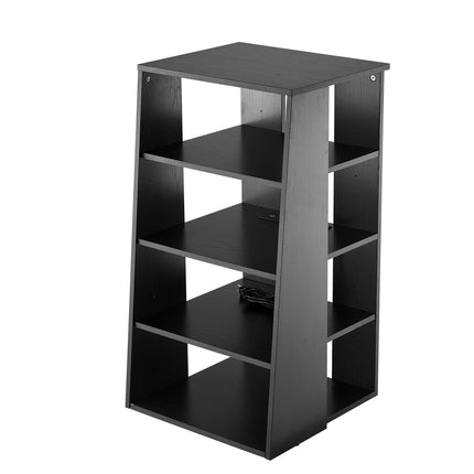 5-Tier AV Media Stand With Adjustable Shelves, Black Oak