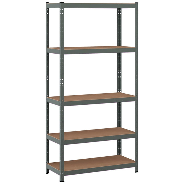 5-Tier Adjustable Metal Storage Shelf, 91x46x183 cm, Gray