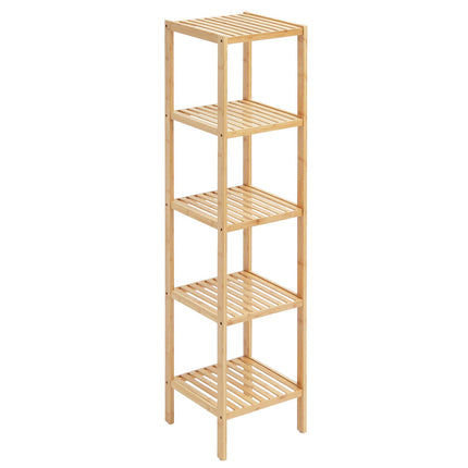 5-Tier Bamboo Freestanding Shelf, Narrow Storage Rack