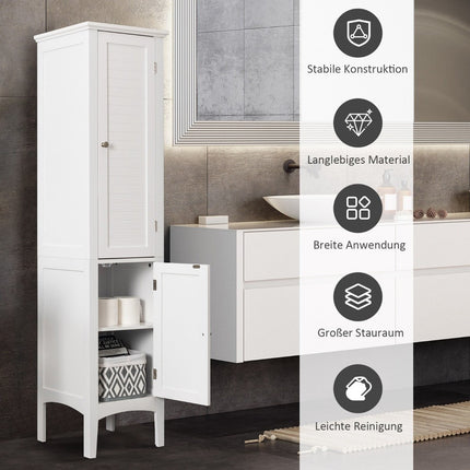5 Tier Bathroom Cabinet Narrow Freestanding Tall Cabinet White