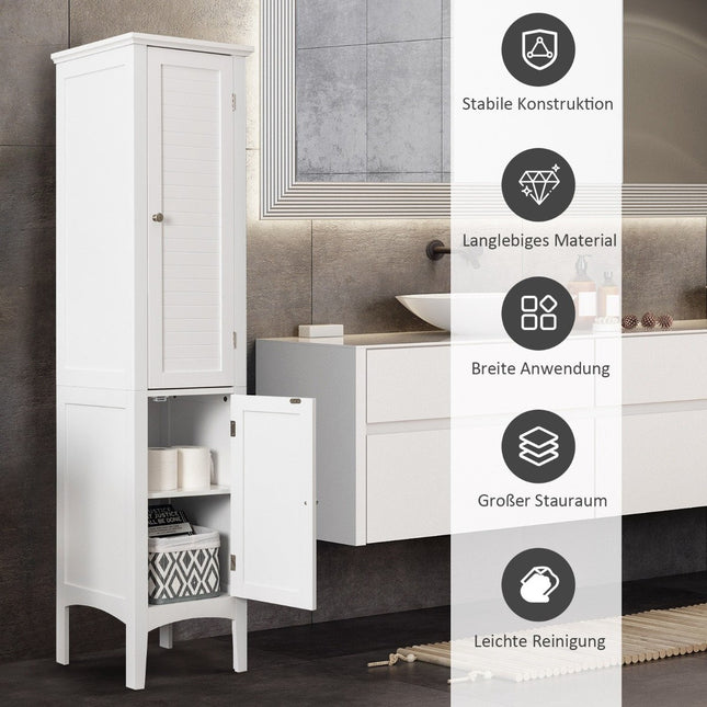 5 Tier Bathroom Cabinet Narrow Freestanding Tall Cabinet White