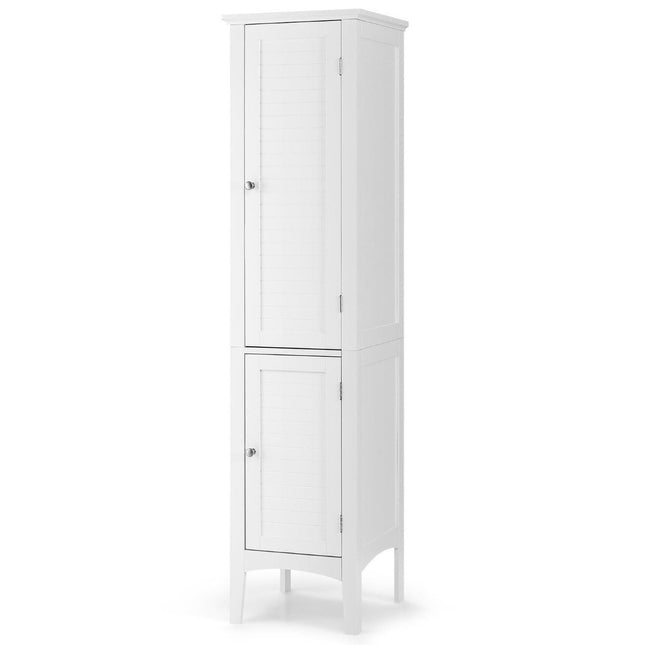 5 Tier Bathroom Cabinet Narrow Freestanding Tall Cabinet White