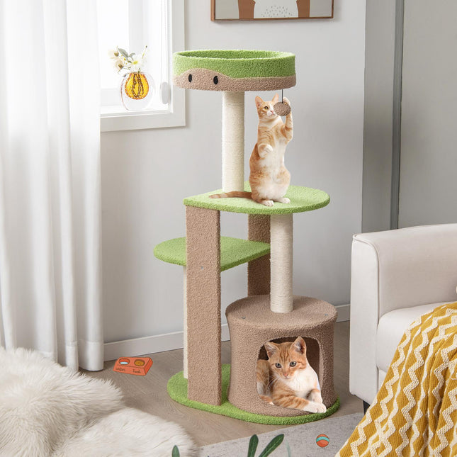 5-Tier Cat Tree Tower With Condo, Sisal Posts, Green
