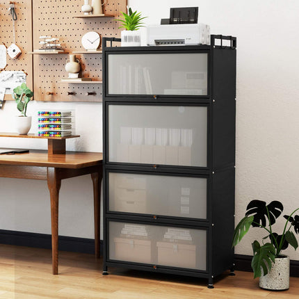 5-Tier Metal Kitchen Pantry Cabinet with Doors & Wheels