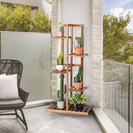 5-Tier Pine Wood Plant Stand, 103 cm, Wall-Mount