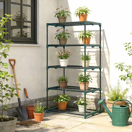 5-Tier Plant Stand, Steel Frame, Moisture-Resistant
