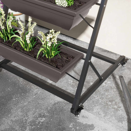 5-Tier Plant Stand with Wheels, 145 cm High, Steel