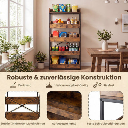 5-Tier Storage Rack with Drawers, Rustic Brown