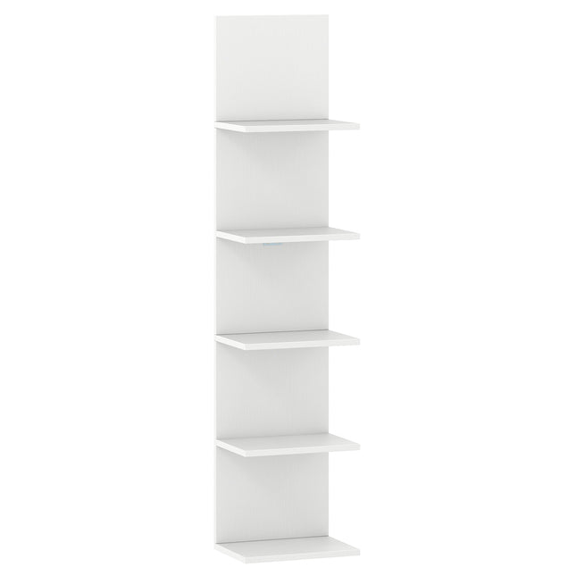 5-Tier Wall-Mounted Shelf, White, Space-Saving Design