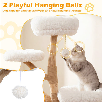 5-Tier White Cat Tree with Plush Perches & Jute Posts