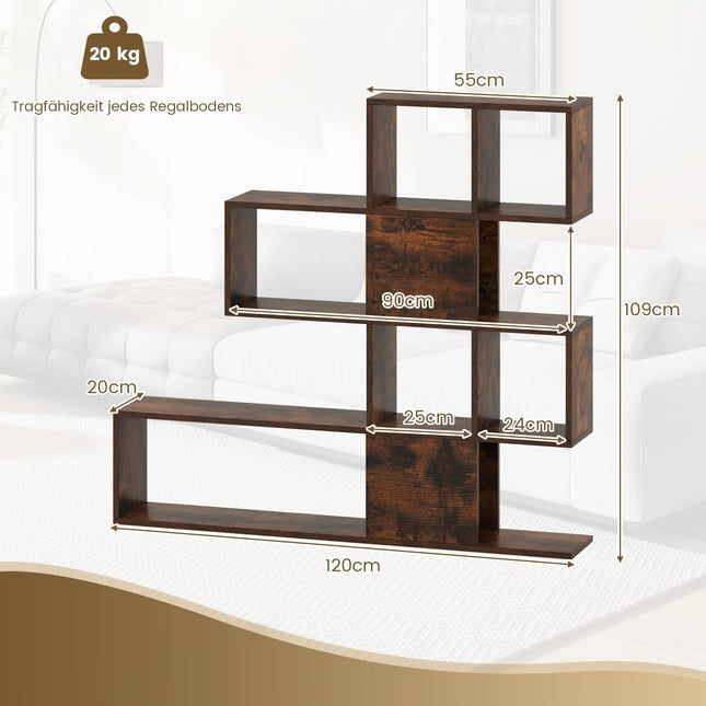 5-Tier Wooden Ladder Bookshelf, 120x19.5x109 cm, Brown