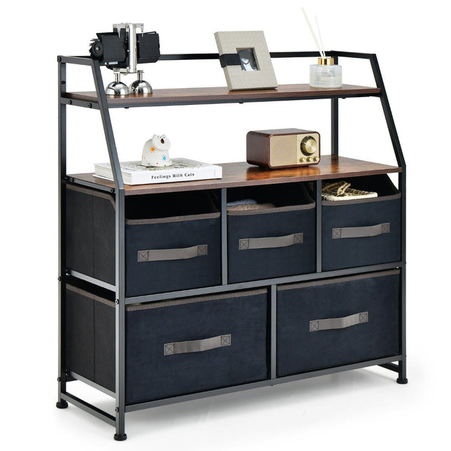 5 drawer sideboard with fabric drawers fabric chest of drawers with shelf & tilt protection 84 x 30 x 85 cm