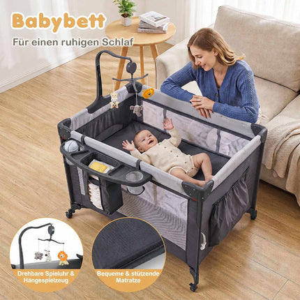 5-in-1 Baby Pack and Play with Mattress – Black
