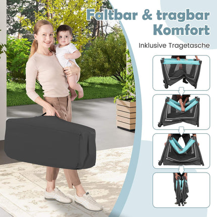 5-in-1 Foldable Baby Crib with Bassinet & Changing Pad