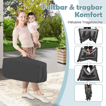 5-in-1 Foldable Baby Crib with Bassinet & Changing Pad